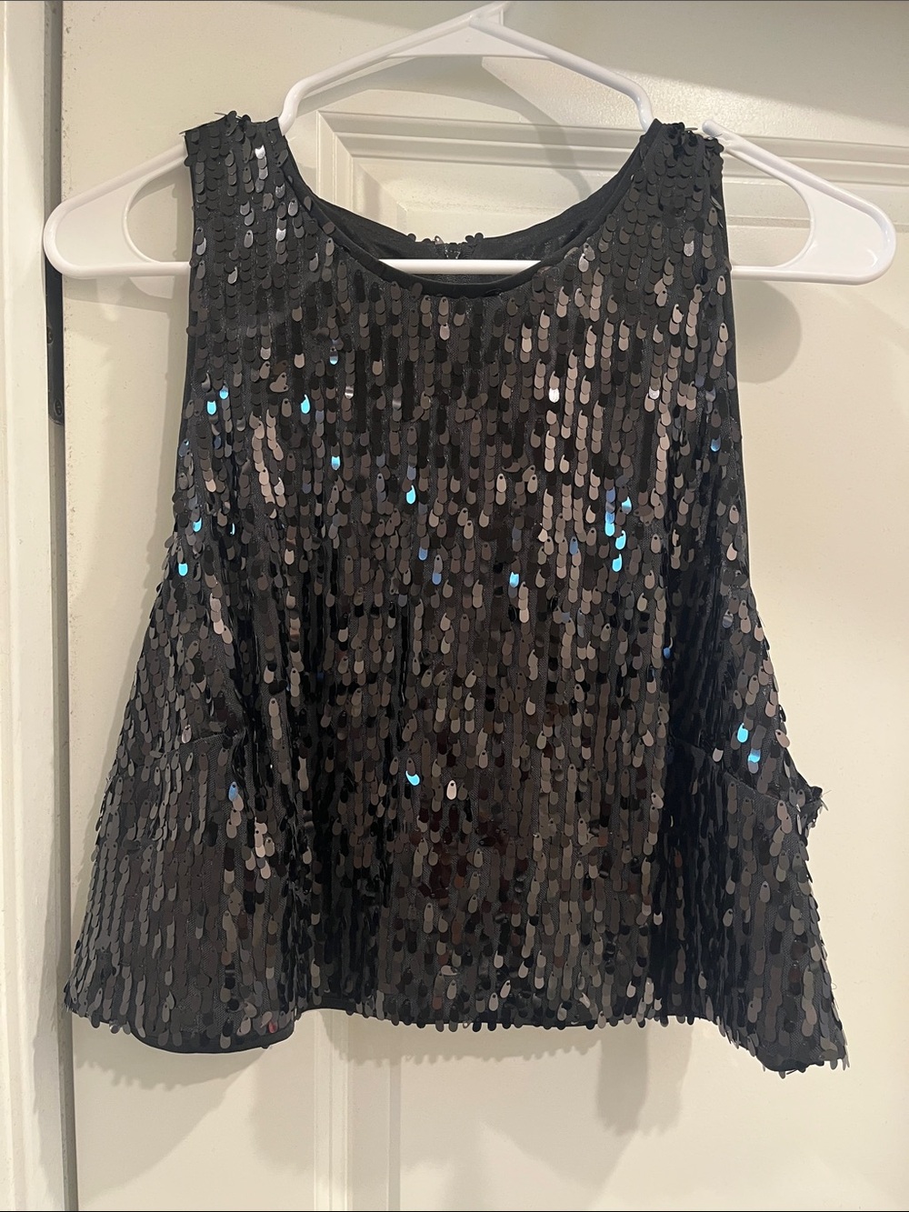 Black Sequin Sleeveless Party Top